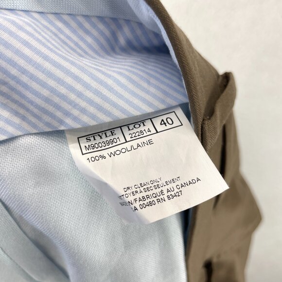 6 East Flat Front Wool Dress Pants Men's 40 Tan Loro Piana Four Seasons Italy - Picture 10 of 10